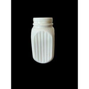 Vintage 1930s Ribbed White Milk Glass Spice Shaker Jar 5"